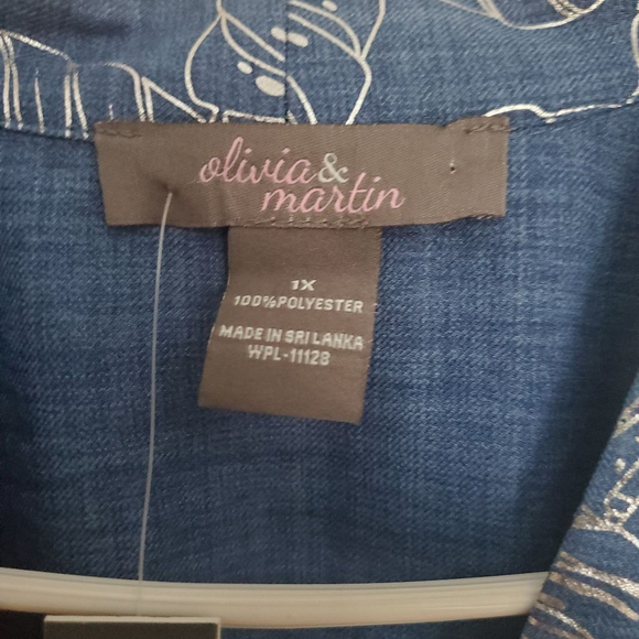 OLIVIA & MARTIN BEAUTIFUL SILVER AND BLUE BLOUSE - Picture 2 of 9